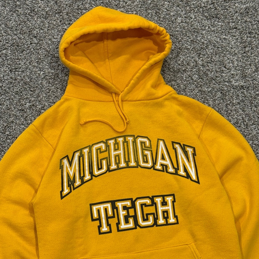 Vintage 80s Jansport Michigan Tech University Hoodie Sweatshirt Mens S‎ Yellow